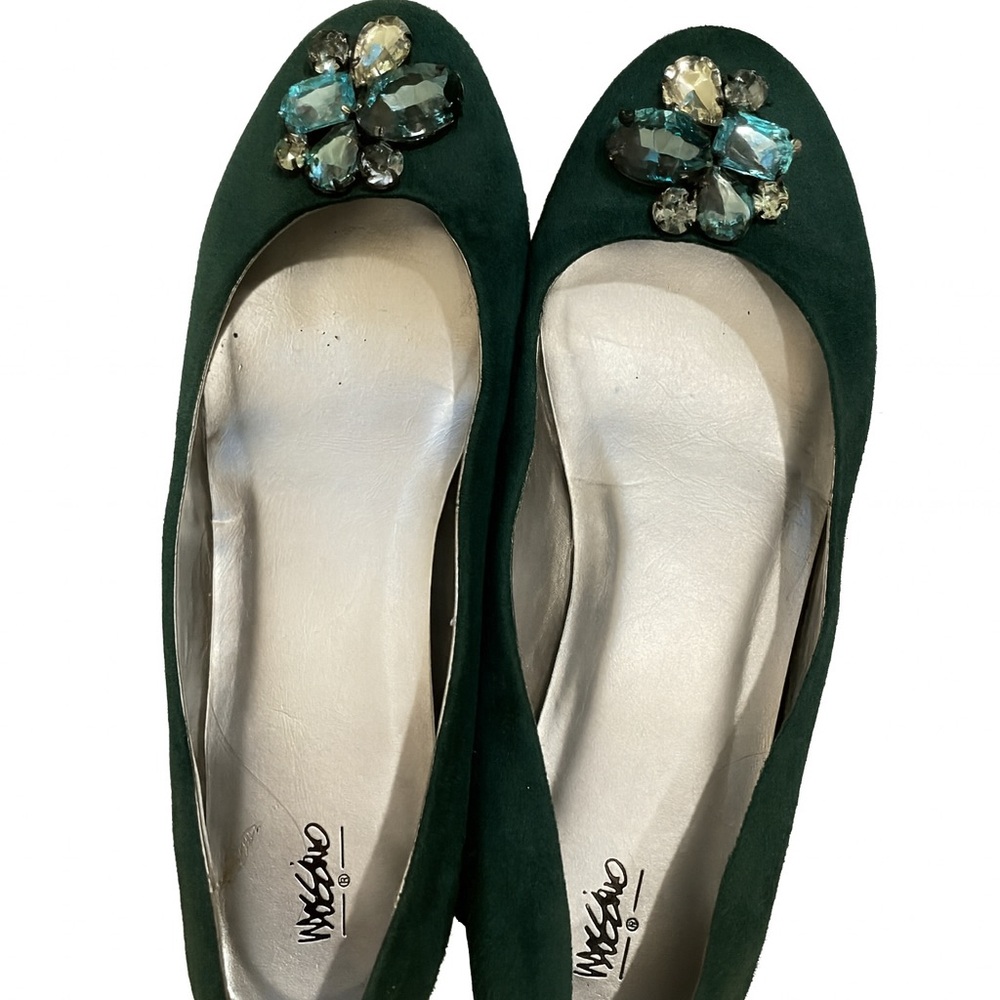 Mossimo Supply Co. Dark Green Flats with Gemstone Accents